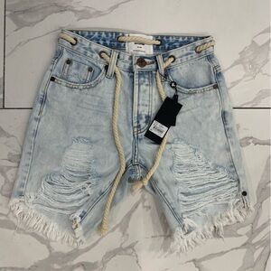 One Teaspoon Shorts Womens Sz 22 Light Blue High Rise Denim Stevies Cut Offs NWT